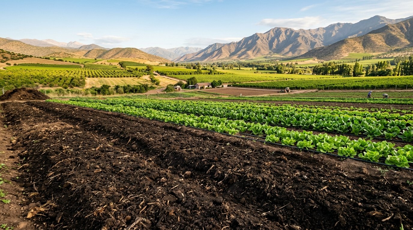 Suelo enriquecido con compost orgánico y agricultura regenerativa